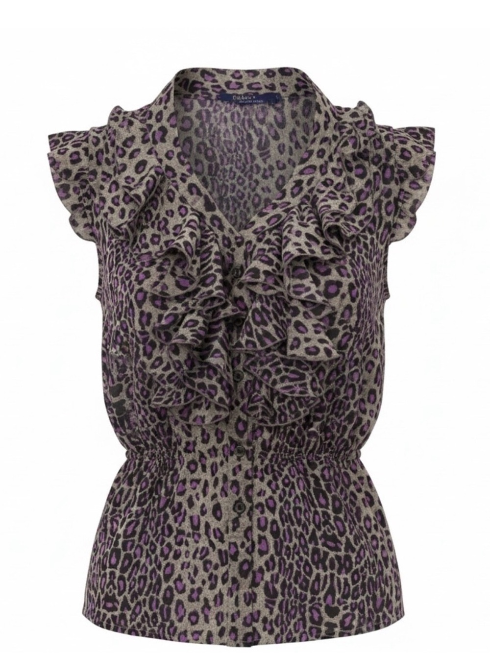 Vintage Miley Cyrus & Max Azria Leopard Print Sleeveless Top in Purple Medium